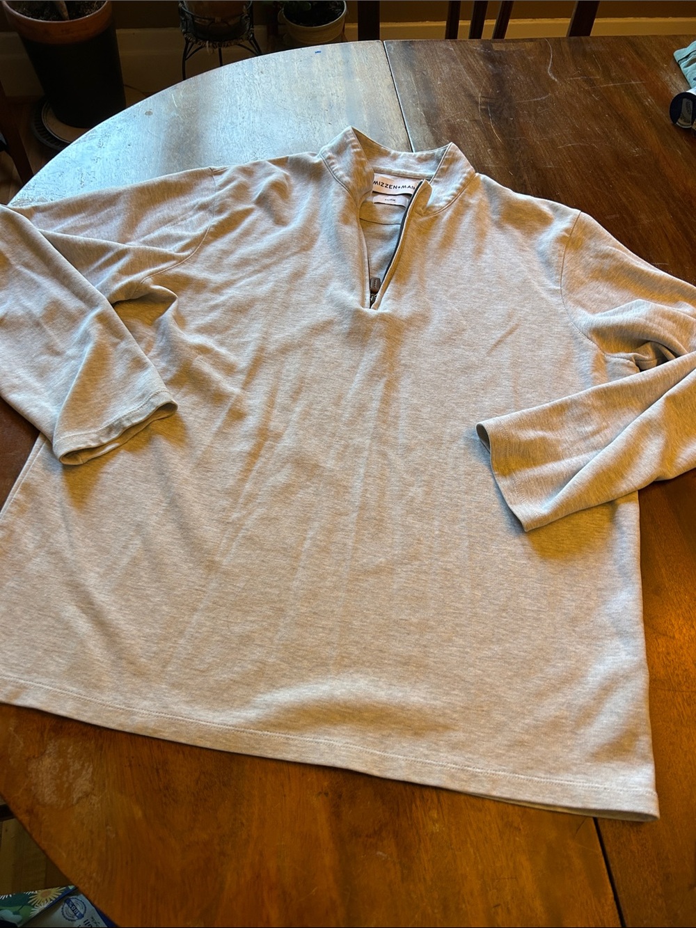 Mizzen+Main Light Gray Quarter-Zip Pullover